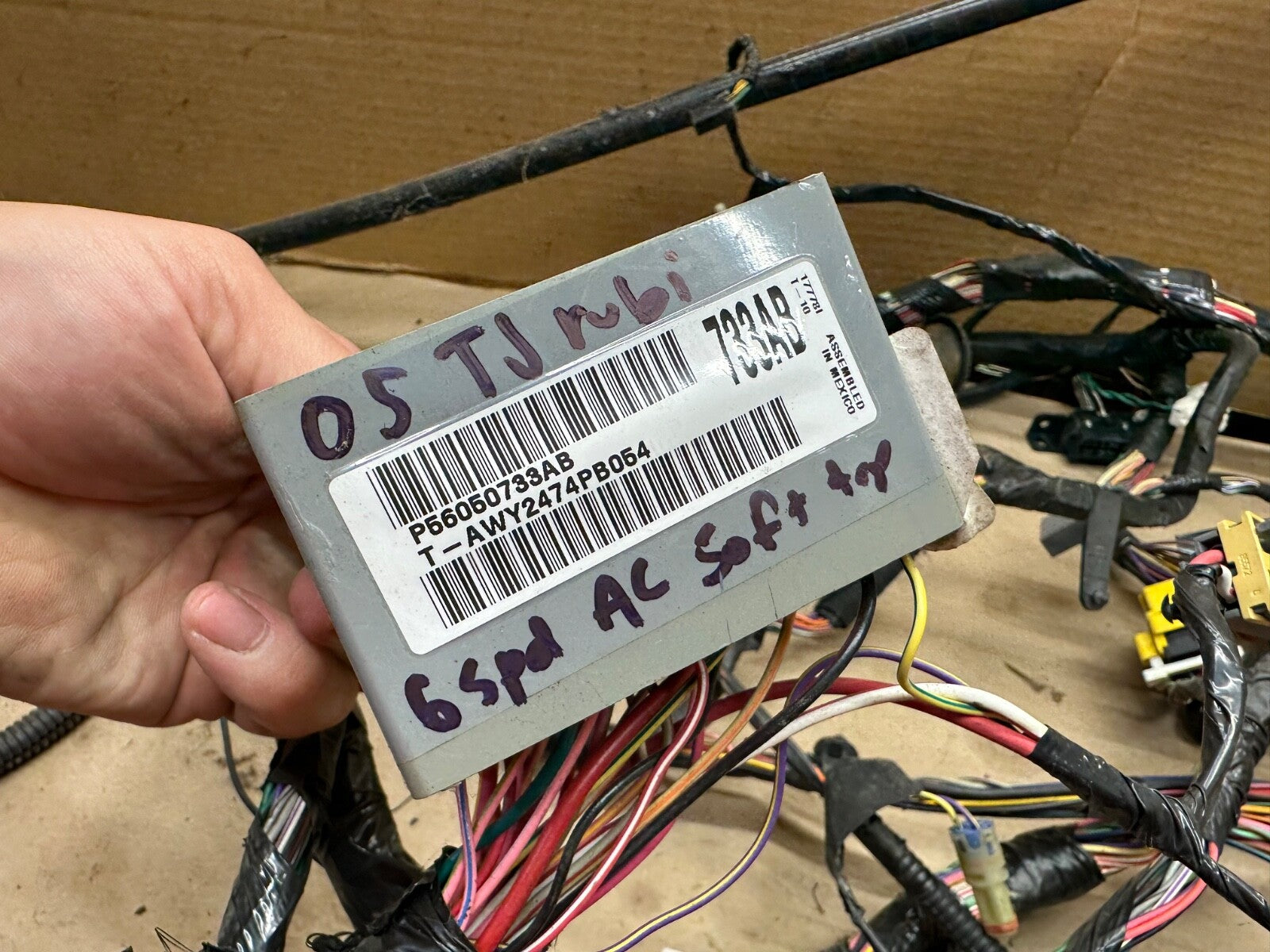 2005 Jeep Wrangler TJ RUBICON 4.0L Body Wiring Wire Harness 56050733AB Dash Rear