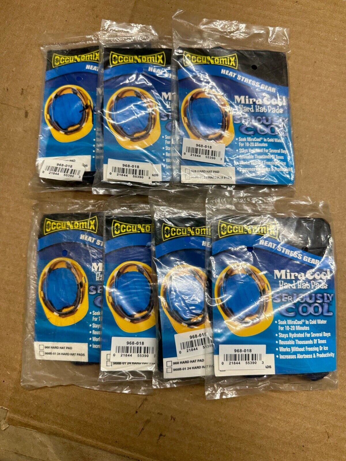 Lot Of 7 Occunomix 968 Miracool Cooling Hard Hat Pad ReUseable Heat Relief