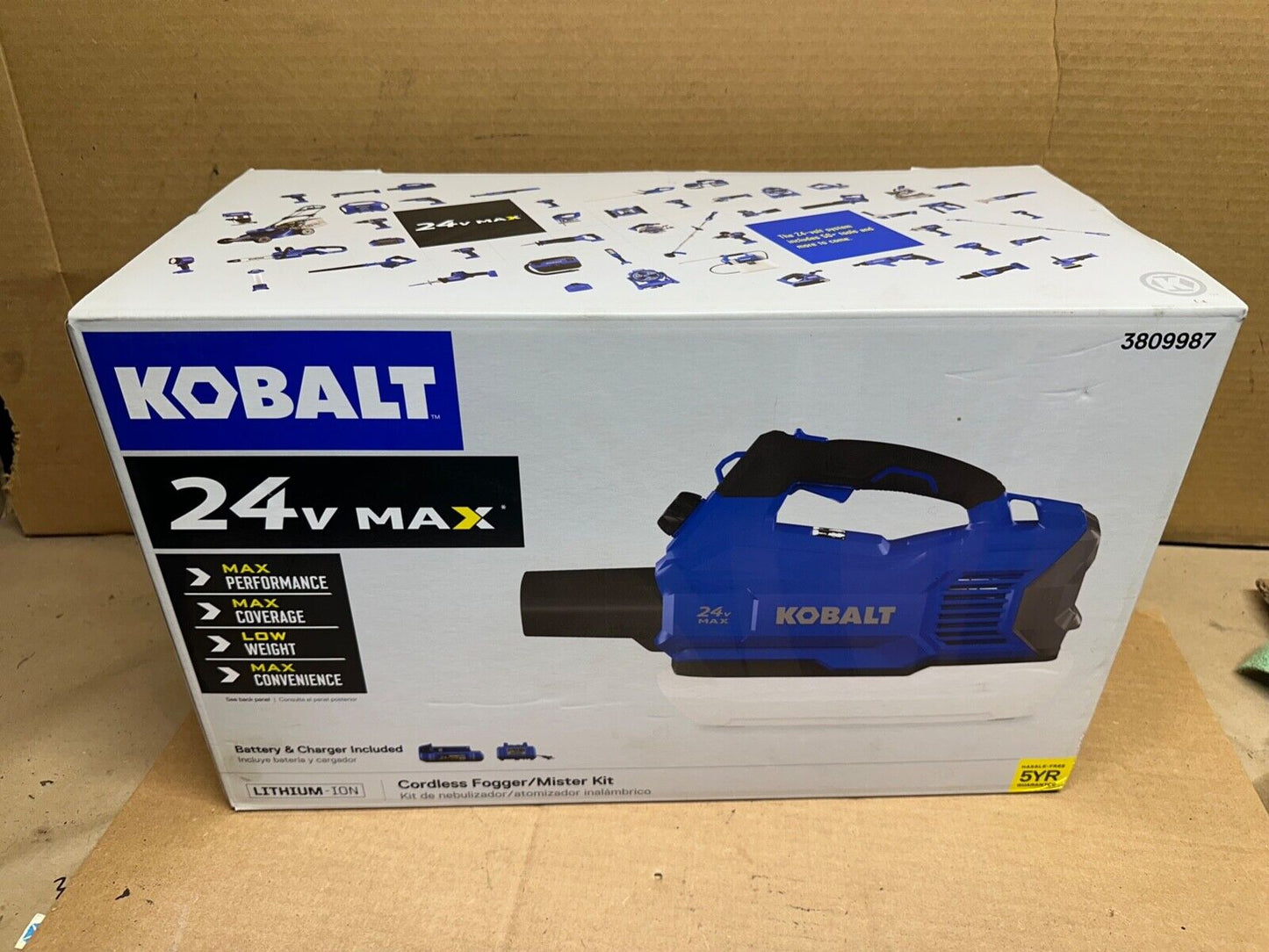 BRAND NEW Kobalt 24V Max Cordless Handheld Fogger Mister Kit 2ah Battery 3809987