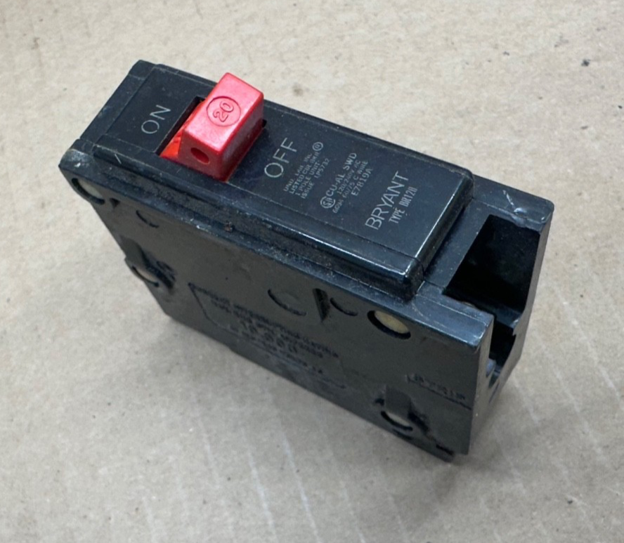 Bryant BR120 Circuit Breaker, 1-Pole, 20A, 120/240VAC, CU-AL SWD *Free Shipping*