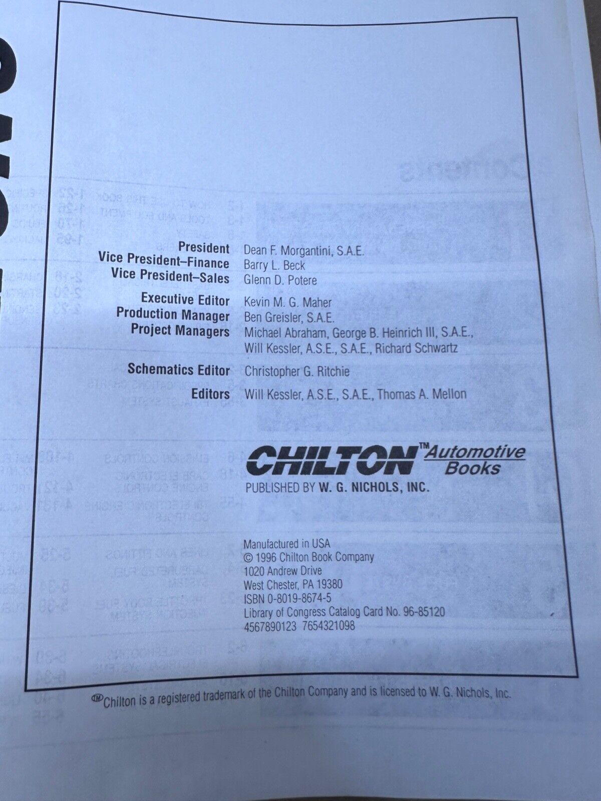 1984-1996 Chilton's Jeep Wagoneer Comanche Cherokee Repair Manual 8143 Service