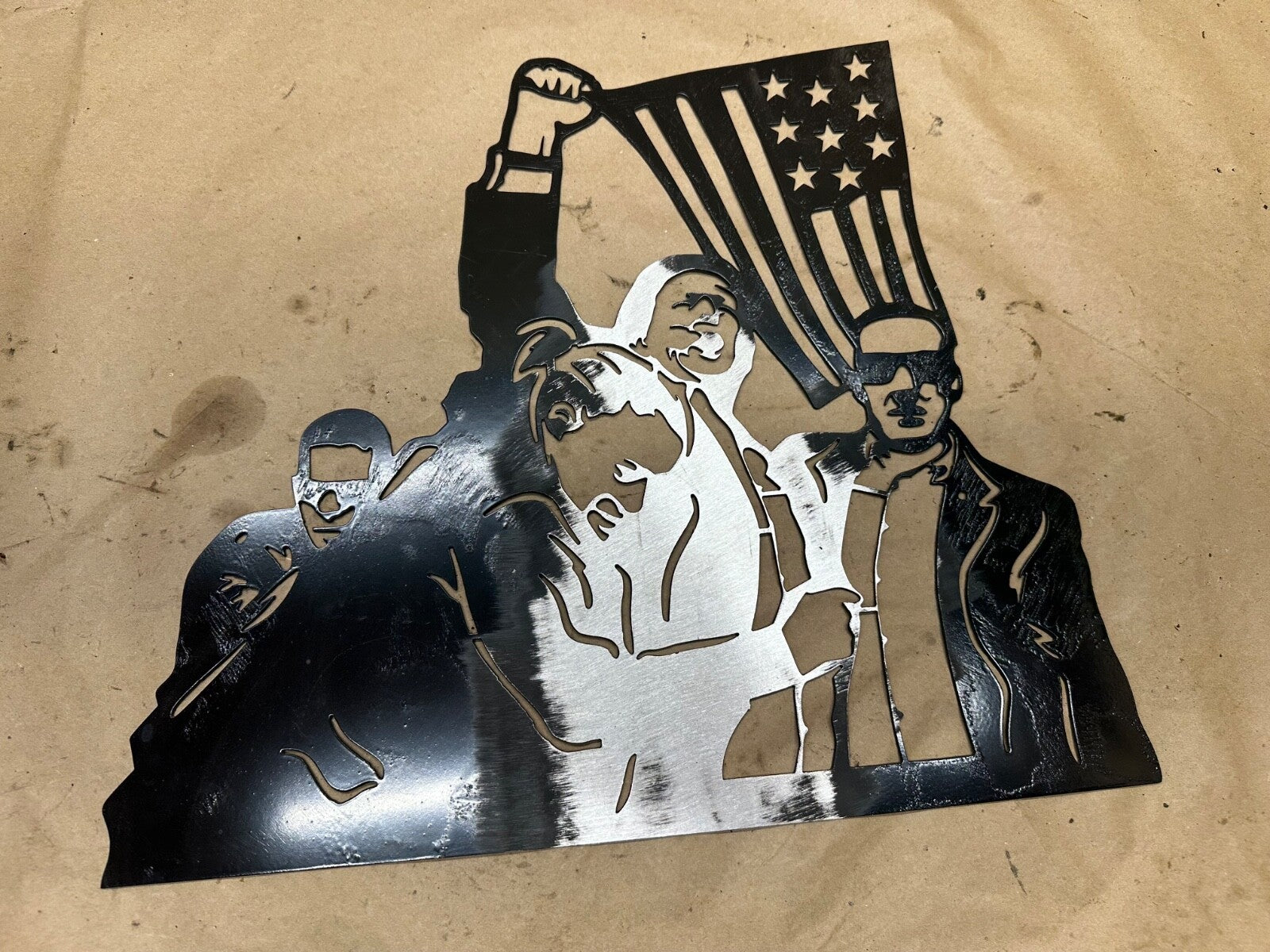Pres Donald Trump Assassination Attempt CNC Cut Steel Metal Sign Plaque 17"x15"