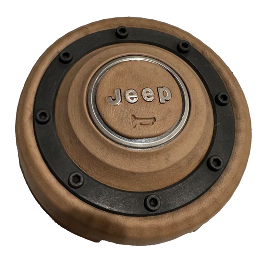 84-96 Jeep Cherokee XJ Wrangler YJ Horn Button Honey Tan OEM Brown Bolts Center