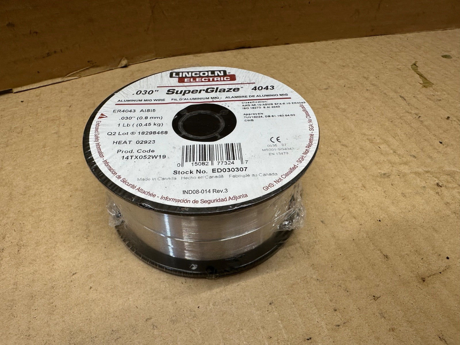Lincoln Superglaze 4043 Aluminum Solid MIG Welding Wire .030 - 1 lb. ED030307