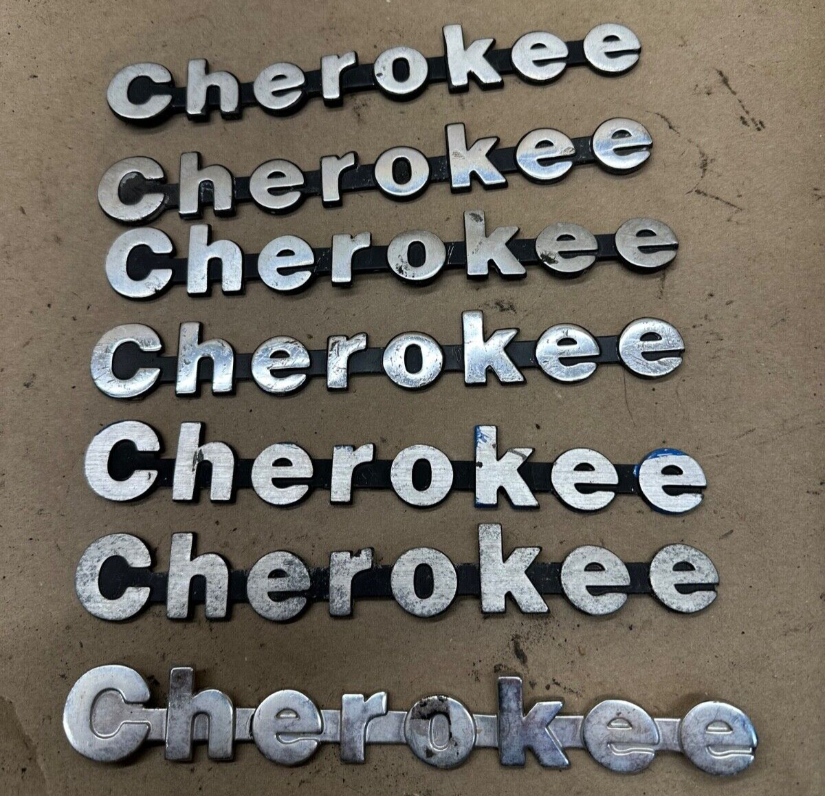 Set of 7 OEM 84-96 Jeep Cherokee XJ Fender Emblem Badge 8 Inch Metal OEM Factory