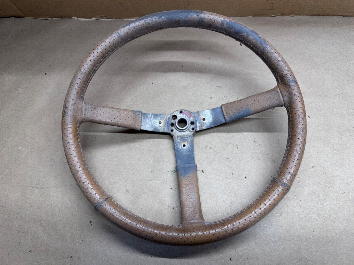 87-95 Jeep Wrangler YJ Cherokee XJ Perforated Leather Steering Wheel OEM Tan OE