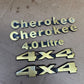 84-01 Jeep Cherokee XJ Fender Emblem Logo Name Plate Emblem Set GOLD LIMITED OEM