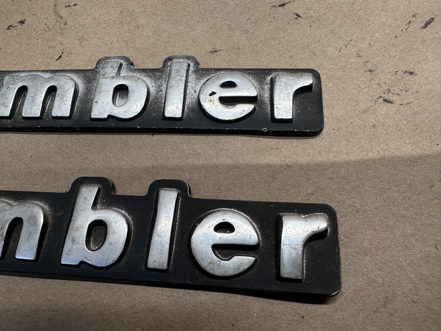 81-86 Jeep CJ8 SCRAMBLER Emblem Badge Factory Pair Logo 1981-1986 CJ 8 Set Tub