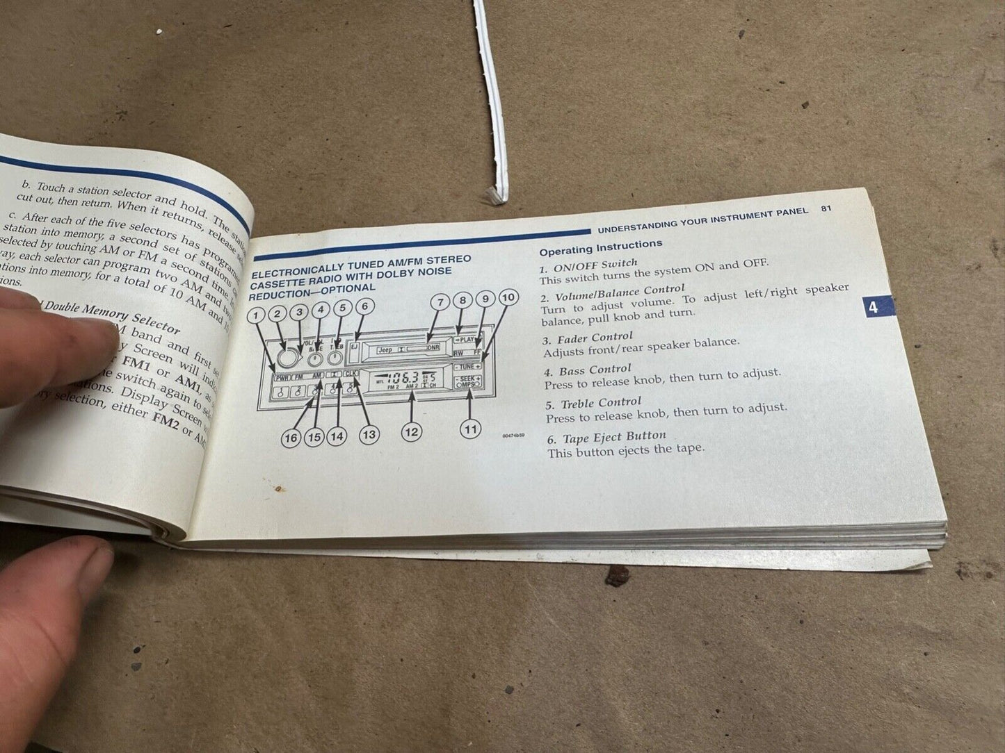 1996 Jeep Cherokee XJ Owner's Manual User Guide Reference Owners Book OEM 96