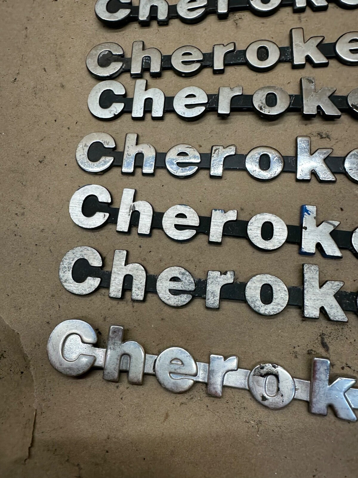 Set of 7 OEM 84-96 Jeep Cherokee XJ Fender Emblem Badge 8 Inch Metal OEM Factory