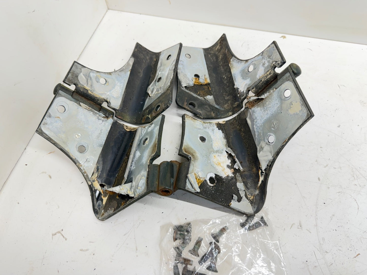 97-06 Jeep TJ Wrangler OEM Windshield Hinges Pair Green Hinge Set  Factory Bolts
