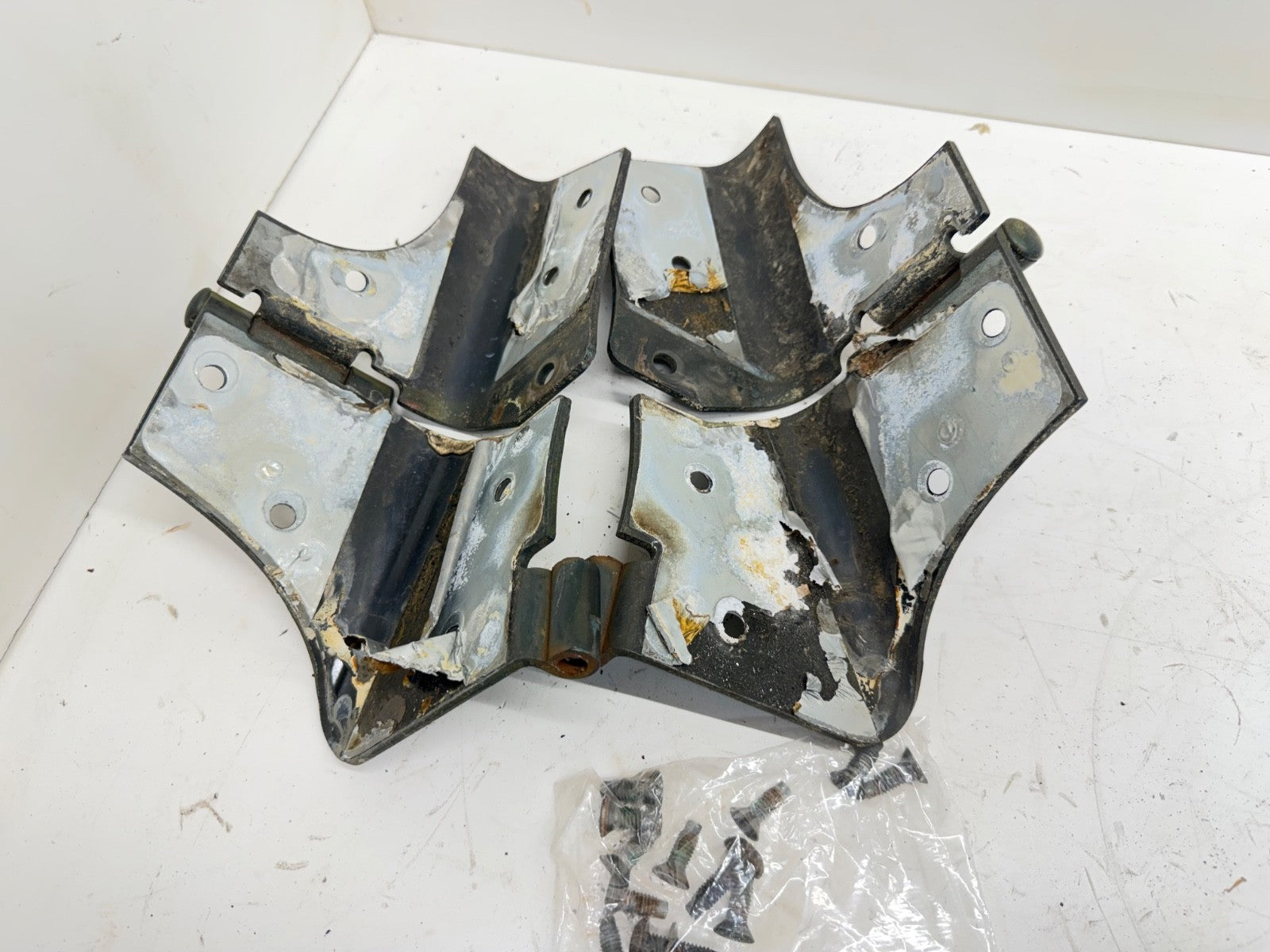 97-06 Jeep TJ Wrangler OEM Windshield Hinges Pair Green Hinge Set  Factory Bolts