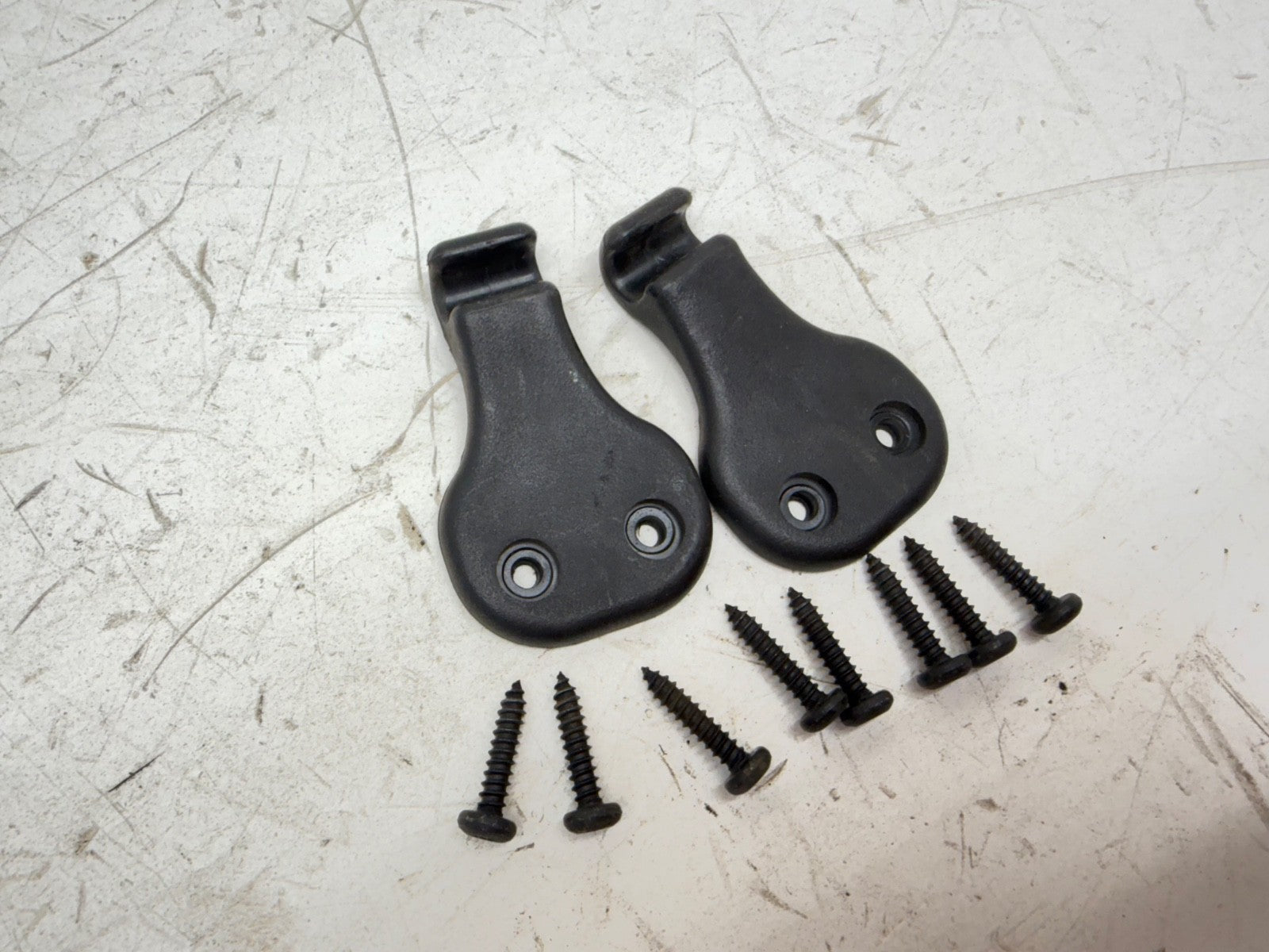 Jeep TJ Sun Visor Support Clip Hook Pair Mount screws black 97-02 Wrangler OEM