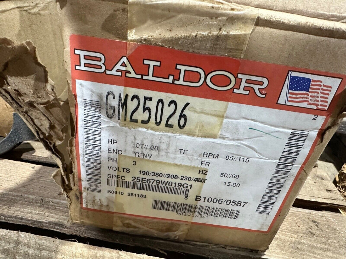 Baldor Motor Gear head GM25026 G.M. K16BA 208-230/460V 50 60 AC 15:1