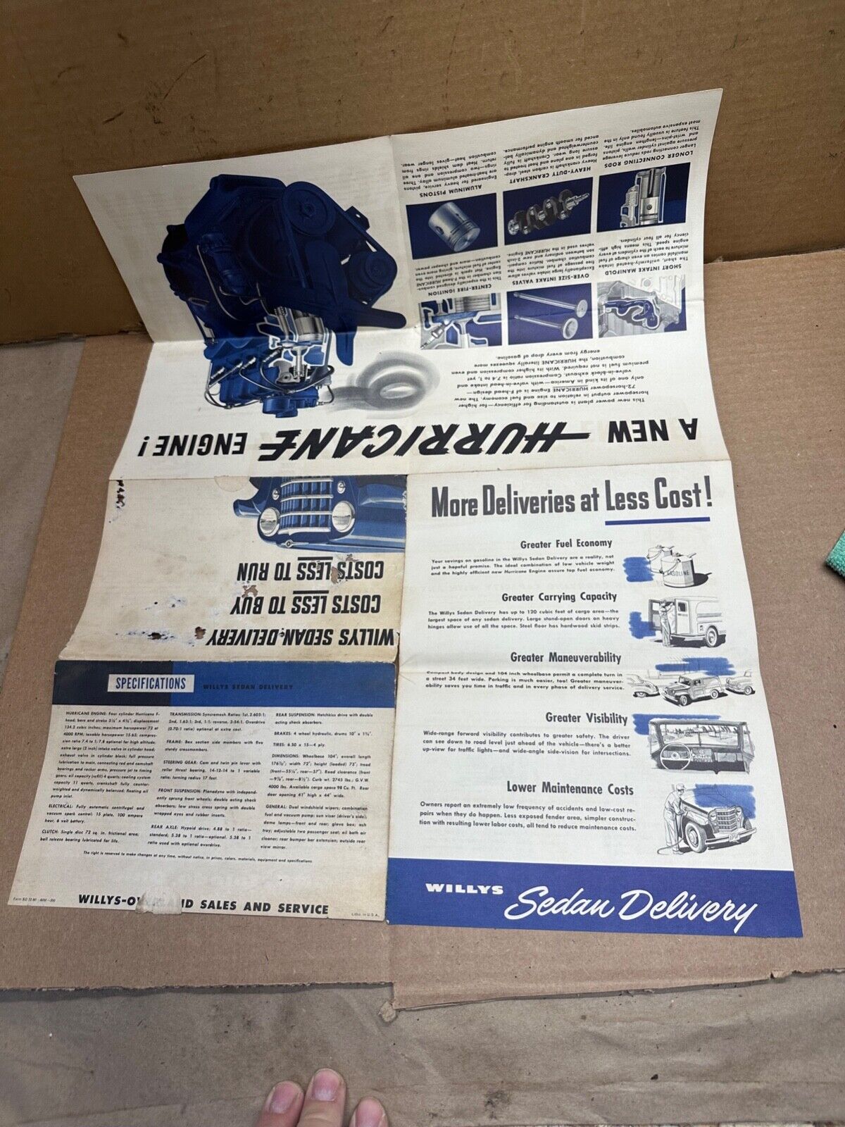 WILLYS SEDAN DELIVERY Truck Dealer Sales Brochure Paper Poster Pamphlet Vintage