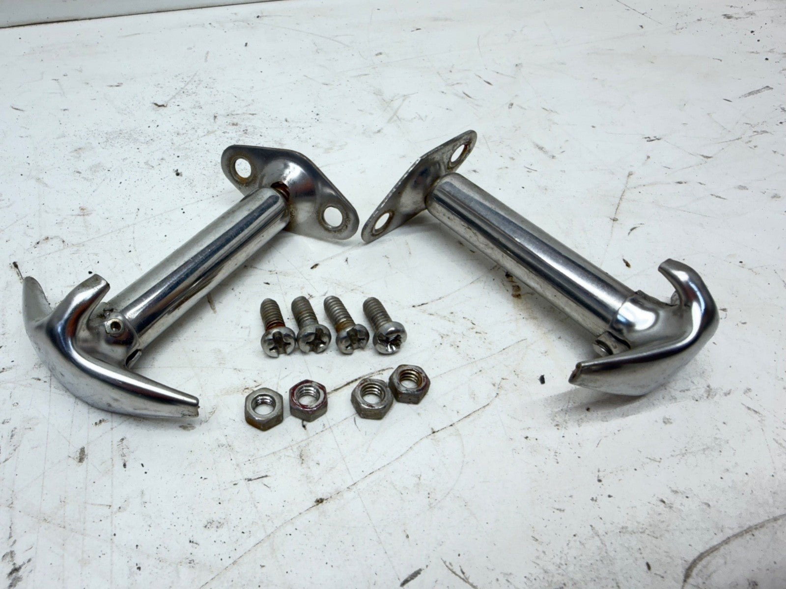 87-95 Jeep YJ Wrangler Chrome Hood Catch Latch Kit Aftermarket Stainless Steel