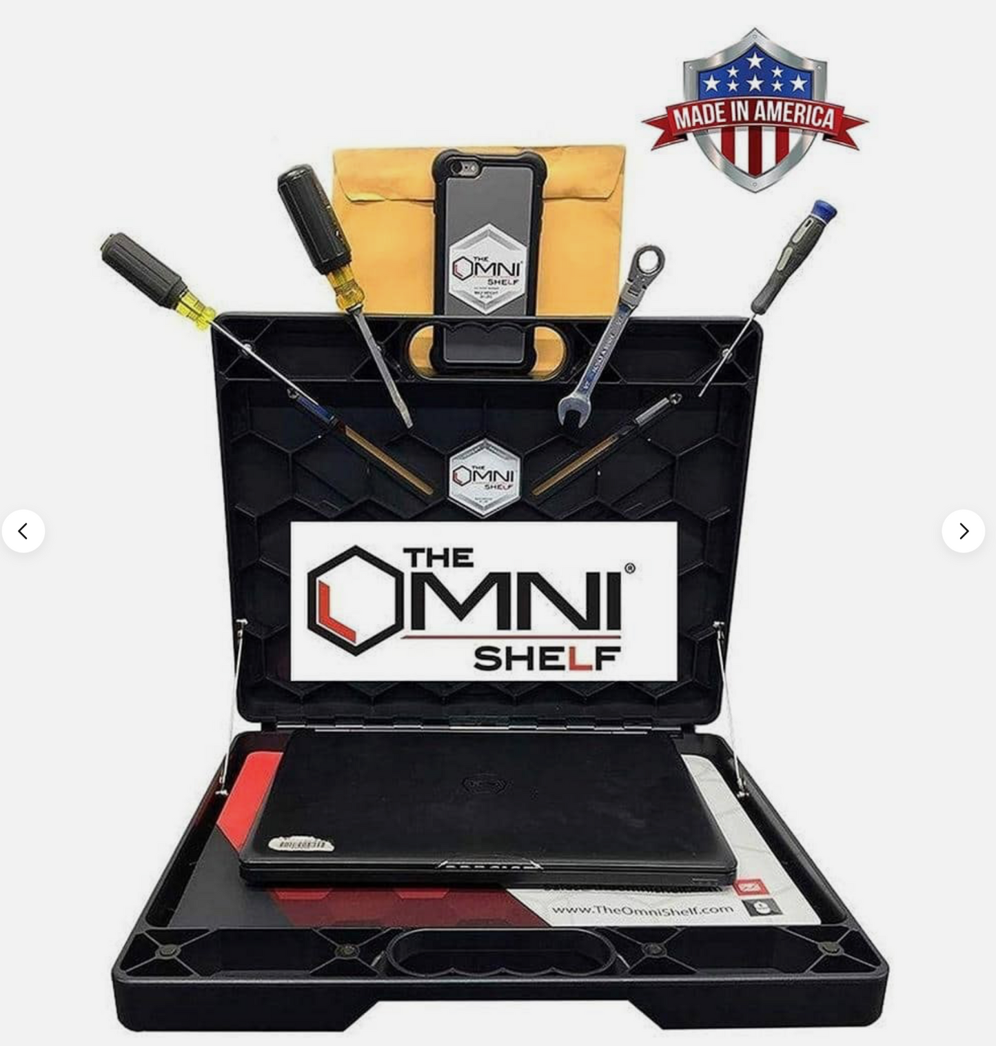 The OmniShelf Magnetic Utility Shelf Briefcase Portable Desk Work Truck Shop Van