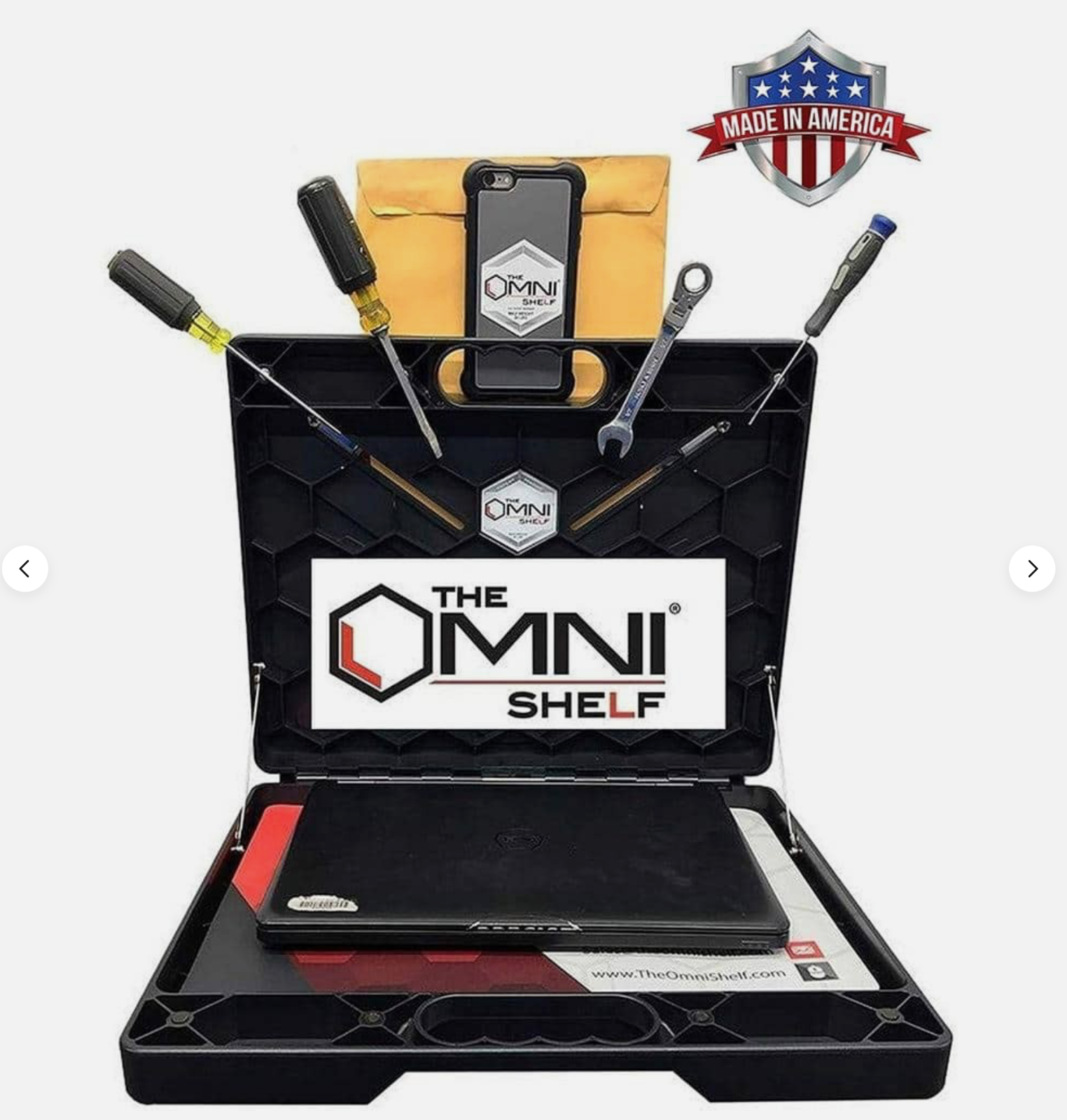 The OmniShelf Magnetic Utility Shelf Briefcase Portable Desk Work Truck Shop Van