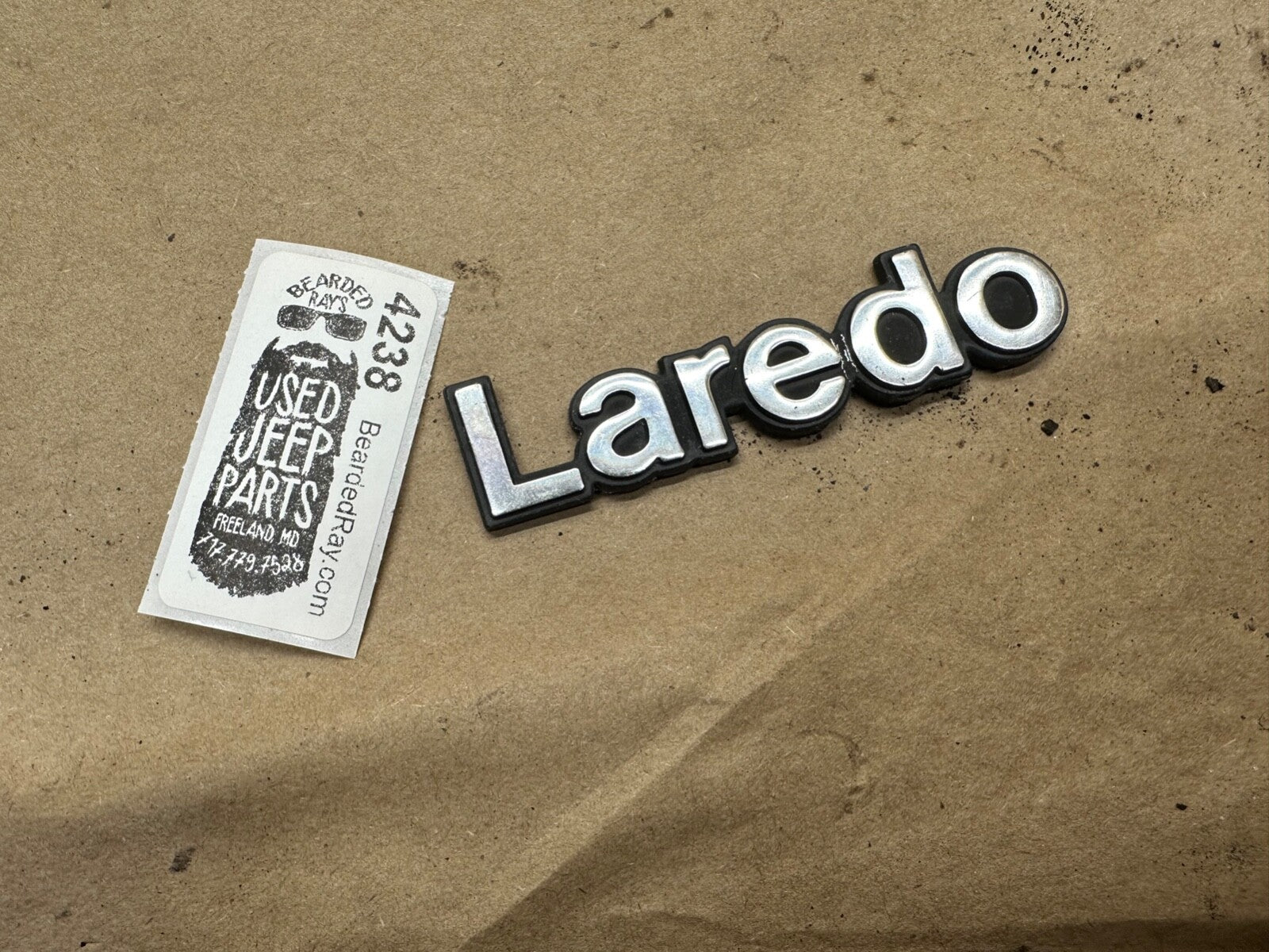 84-96 Jeep Cherokee XJ Laredo Emblem Badge OEM Factory Fender Name Plate Hatch