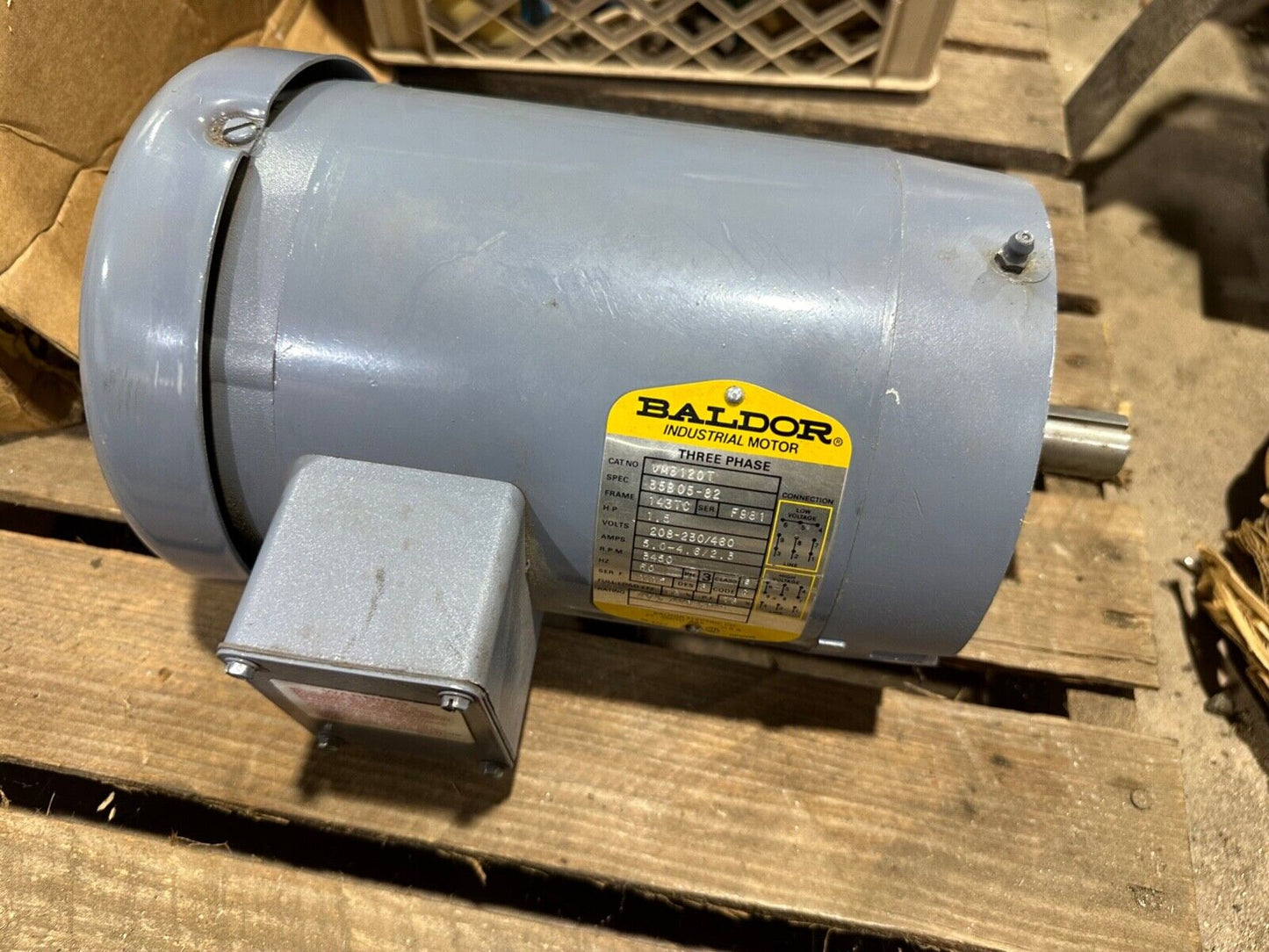 Baldor VW3120T 1.5HP 3450RPM NEW NOS 3 Phase 1.5 HP Electric Motor 35B05-82