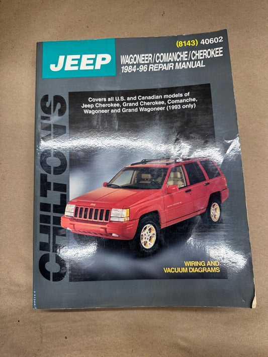 1984-1996 Chilton's Jeep Wagoneer Comanche Cherokee Repair Manual 8143 Service