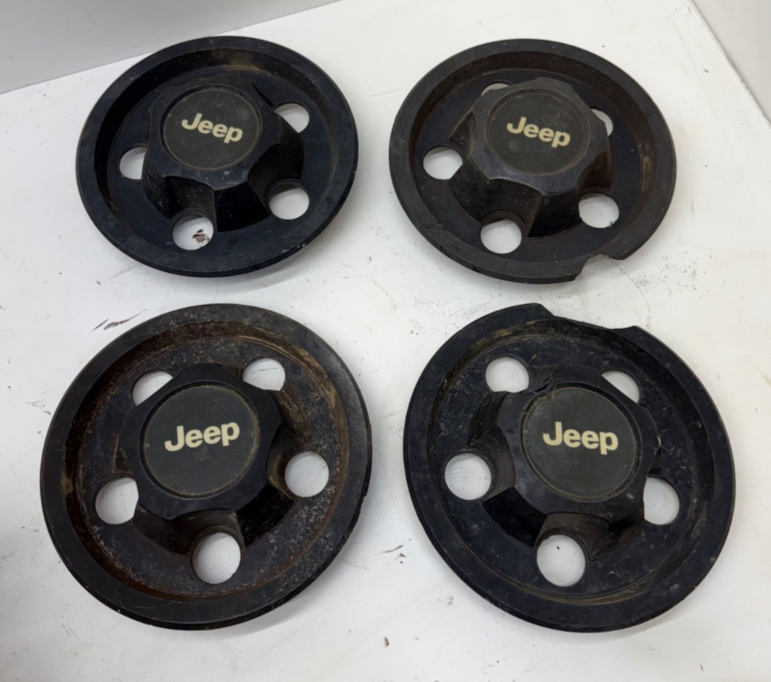 Jeep Cherokee XJ Wrangler YJ 84-01 Factory Black Center Cap Wheel Hub 5 Bolt