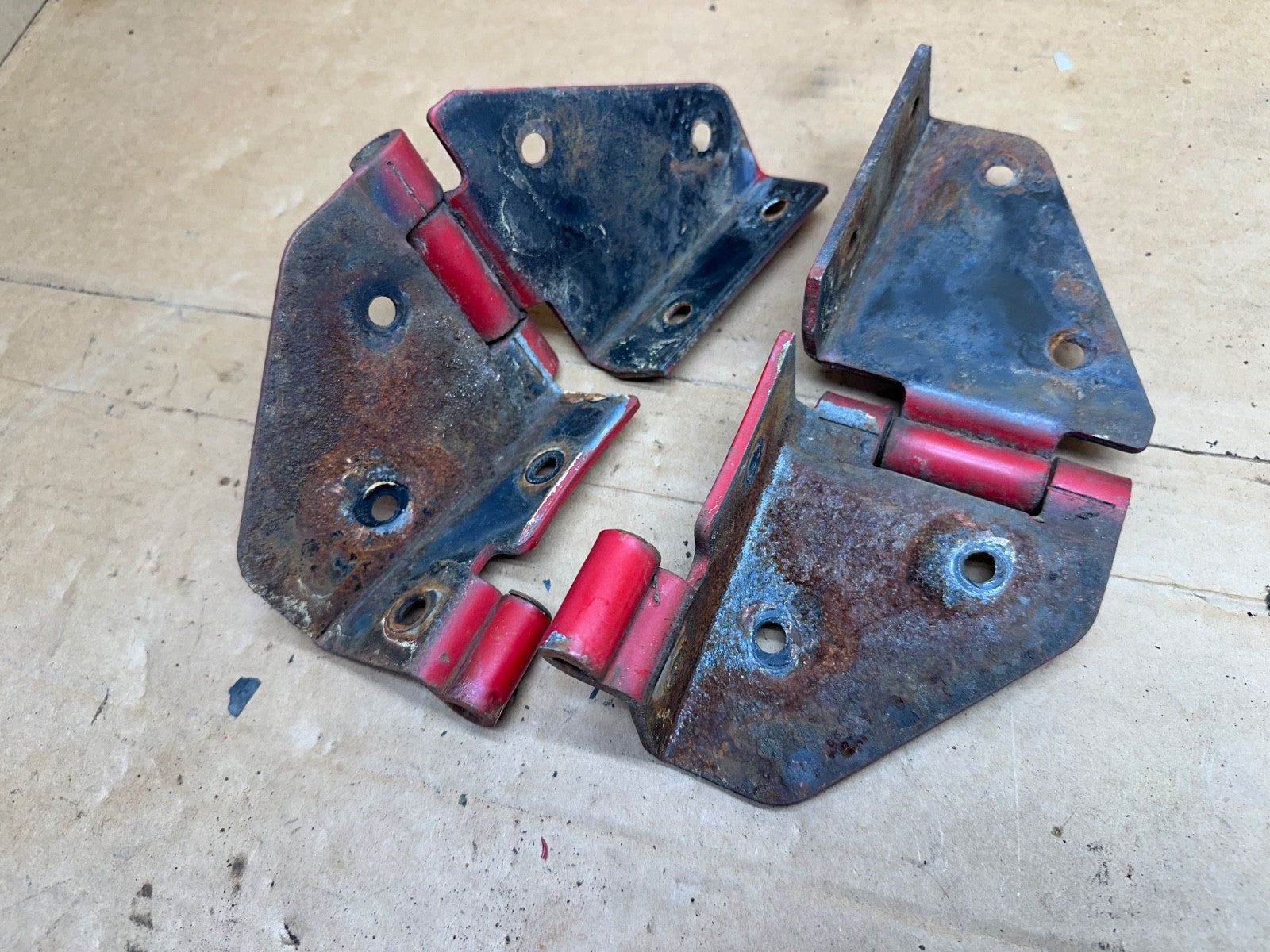 76-95 Jeep Wrangler CJ/YJ Windshield Hood Door Upper Hinges Pair OEM Factory RED
