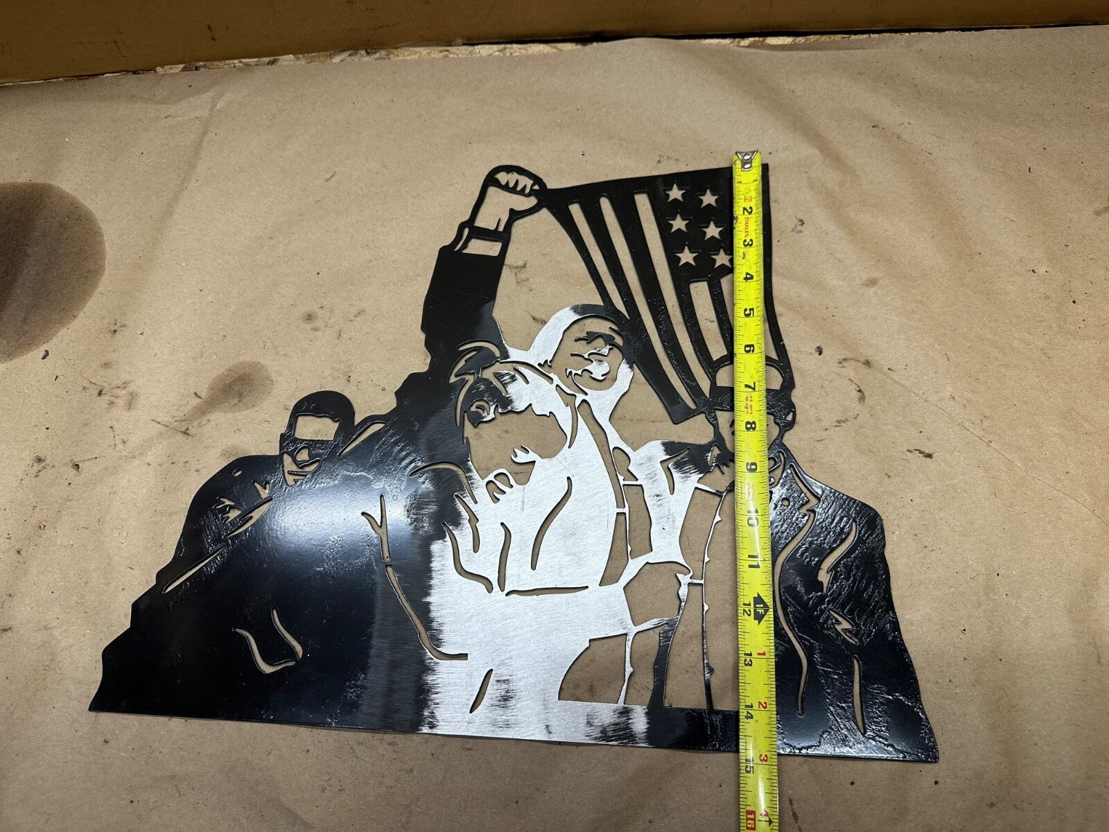 Pres Donald Trump Assassination Attempt CNC Cut Steel Metal Sign Plaque 17"x15"
