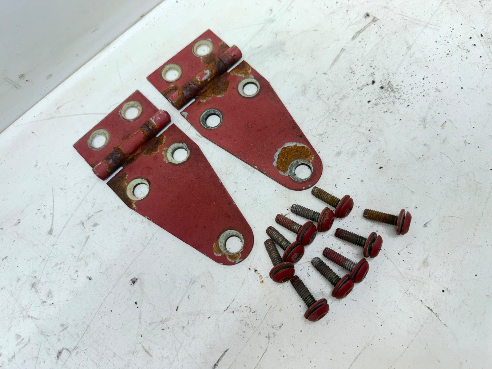 76-95 Jeep Wrangler YJ CJ RED Hood Hinges Hinge Set OEM FACTORY Bonnet Bolts