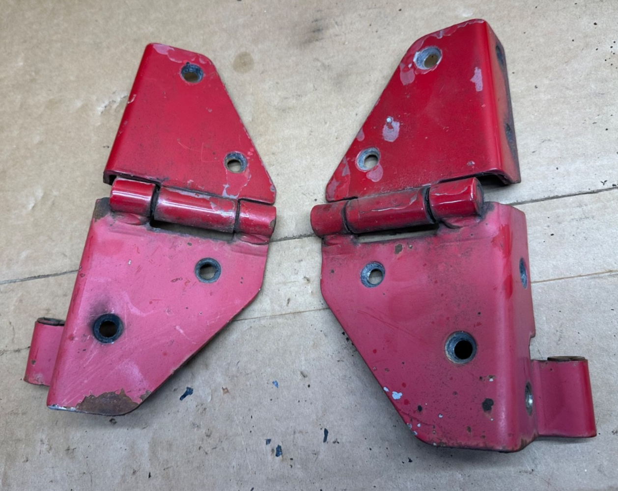 76-95 Jeep Wrangler CJ/YJ Windshield Hood Door Upper Hinges Pair OEM Factory RED