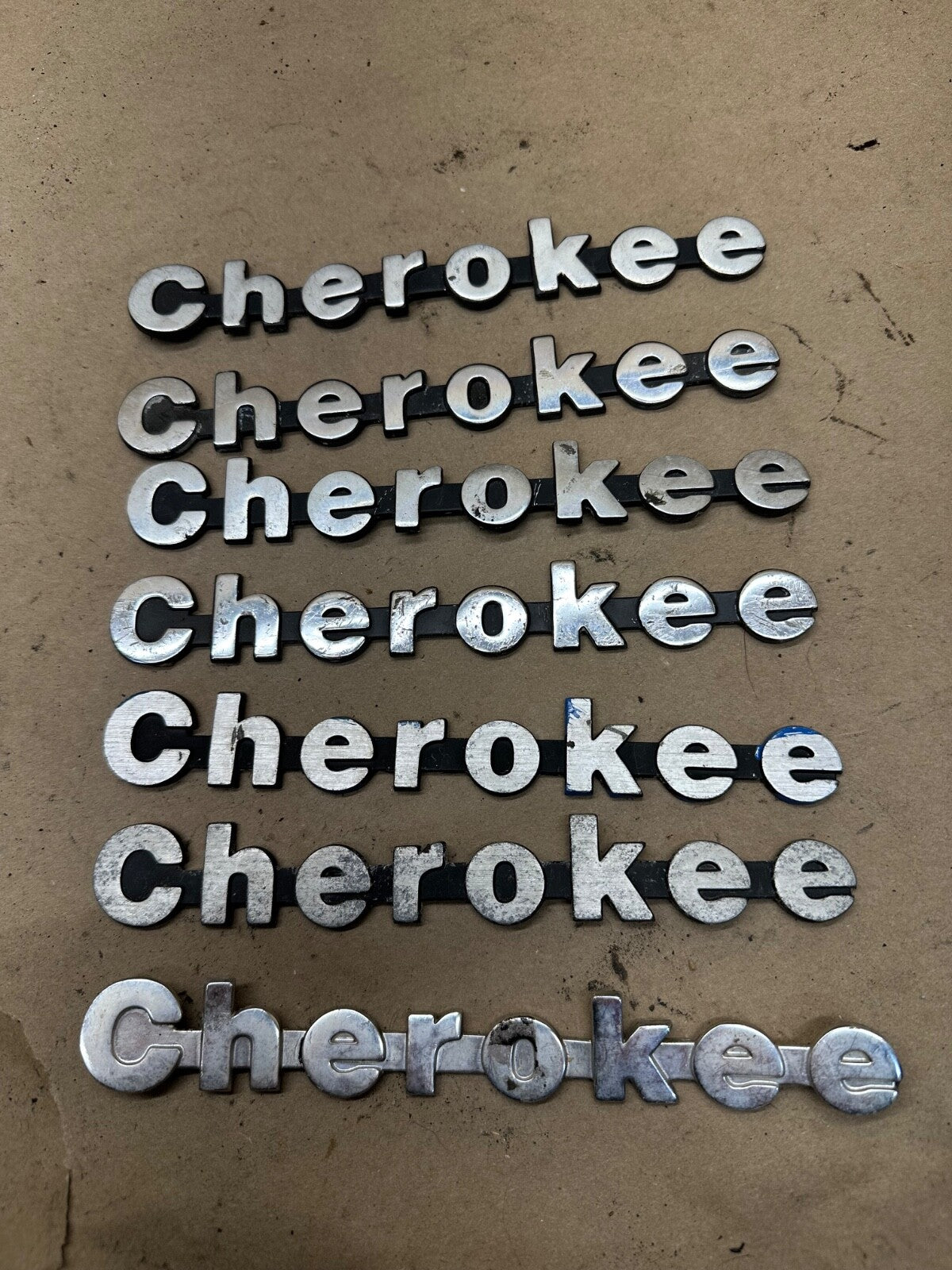 Set of 7 OEM 84-96 Jeep Cherokee XJ Fender Emblem Badge 8 Inch Metal OEM Factory
