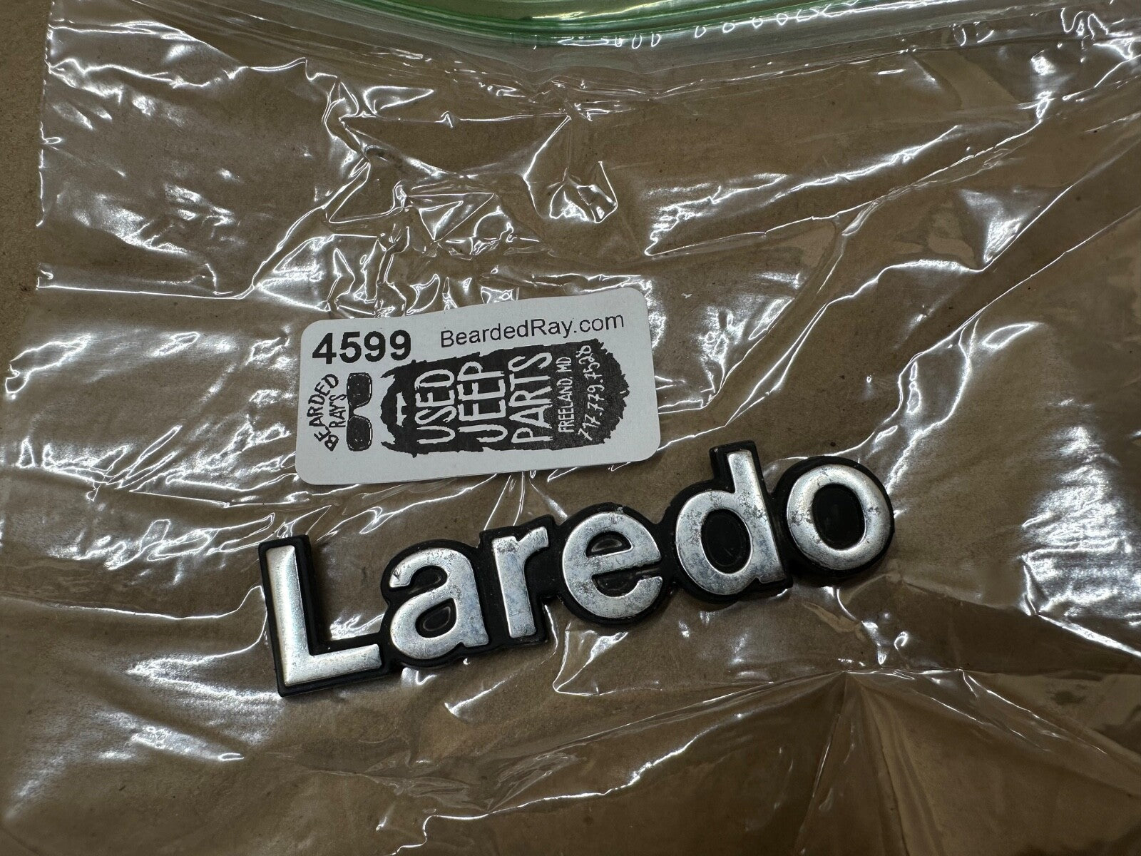 84-96 Jeep Cherokee XJ Laredo Emblem Badge OEM Factory Fender Name Plate Hatch