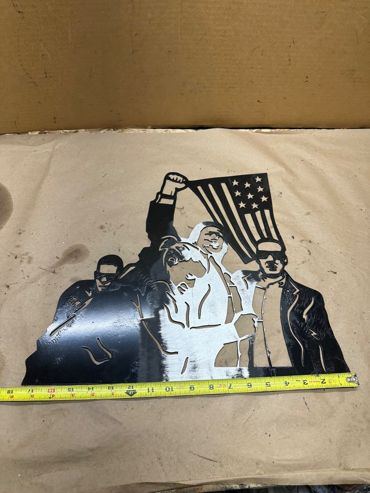 Pres Donald Trump Assassination Attempt CNC Cut Steel Metal Sign Plaque 17"x15"