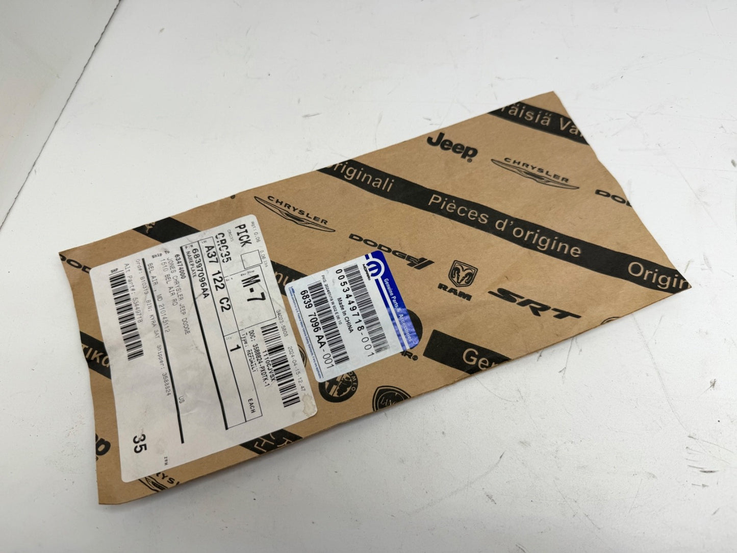 2018-2025 Jeep Wrangler OEM Mopar 68397096AA JEEP Fender Nameplate EMBLEM NEW