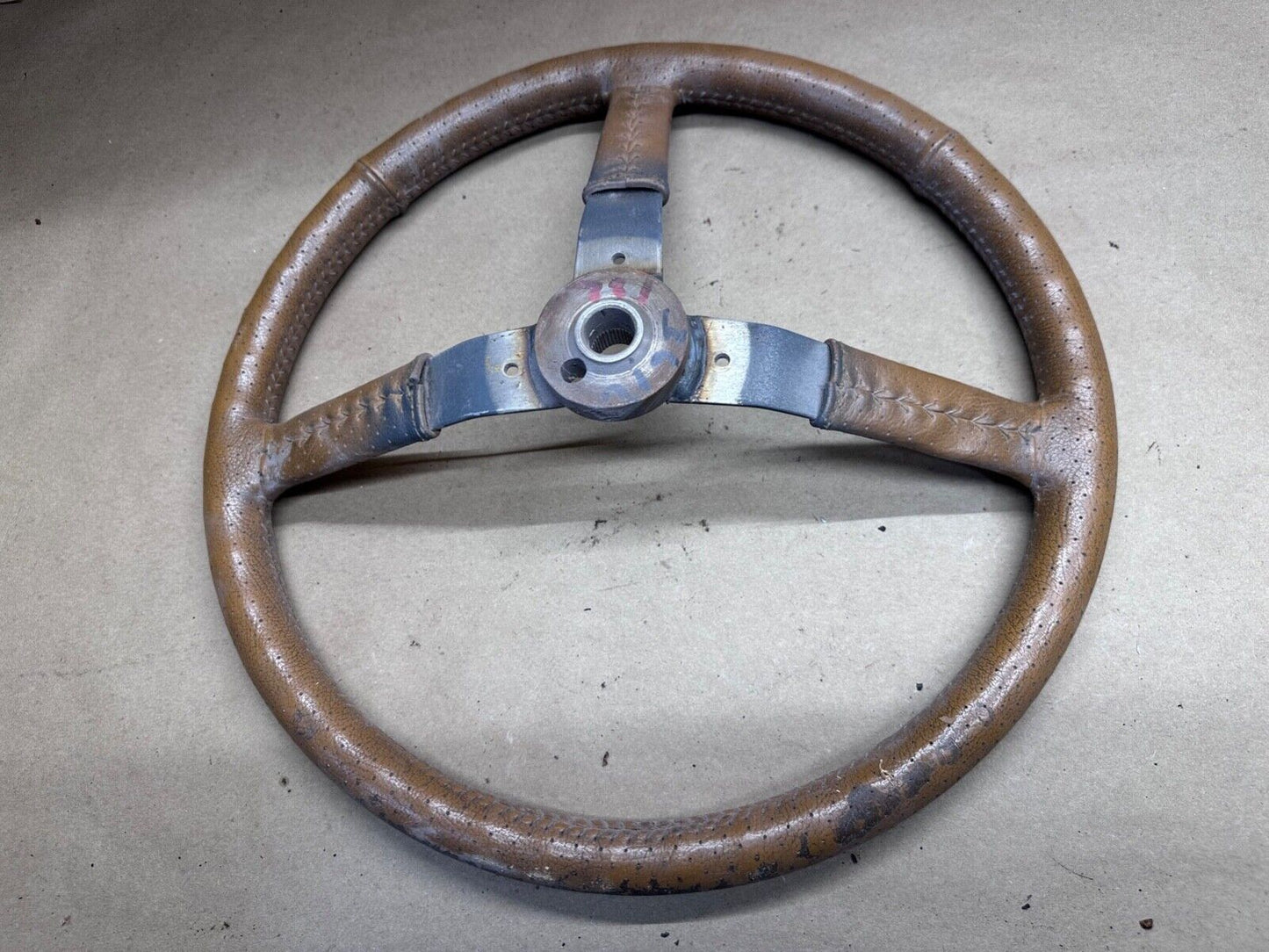 87-95 Jeep Wrangler YJ Cherokee XJ Perforated Leather Steering Wheel OEM Tan OE