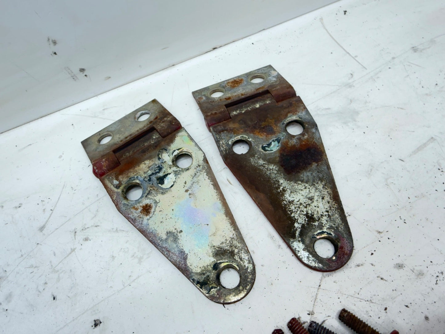 76-95 Jeep Wrangler YJ CJ RED Hood Hinges Hinge Set OEM FACTORY Bonnet Bolts