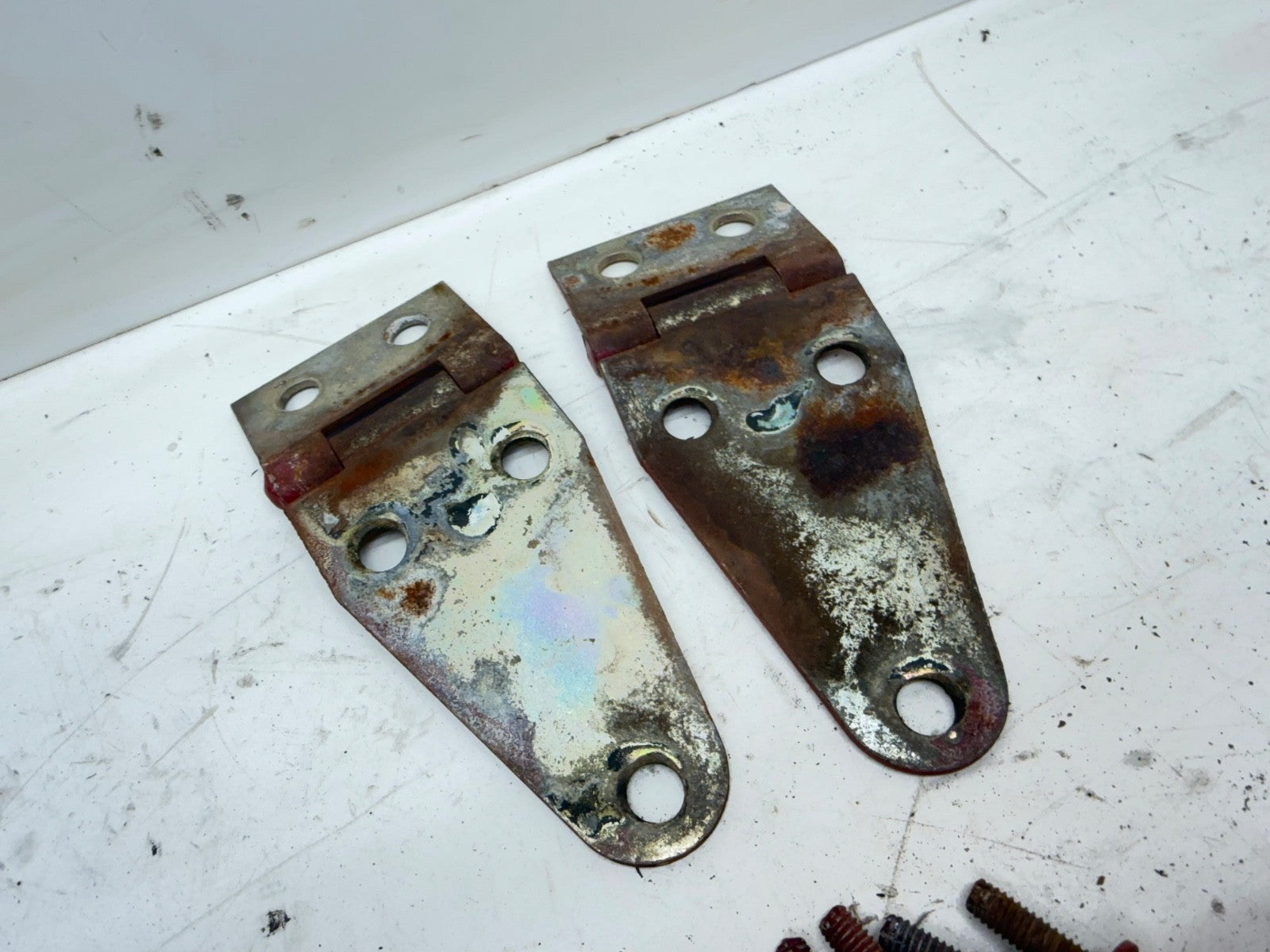 76-95 Jeep Wrangler YJ CJ RED Hood Hinges Hinge Set OEM FACTORY Bonnet Bolts