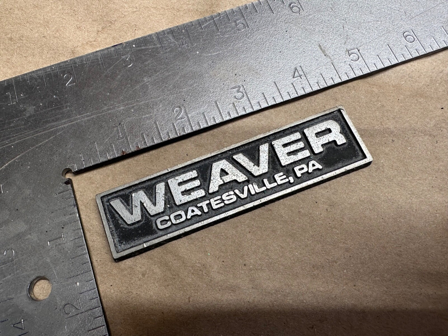 Vintage Weaver Chevrolet Dealership Badge Emblem Chevy Coatesville PA Dealer 4x1