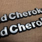 93-98 Jeep Grand Cherokee OEM 55295445 Metal Emblem Pair Set Front Fender Badge